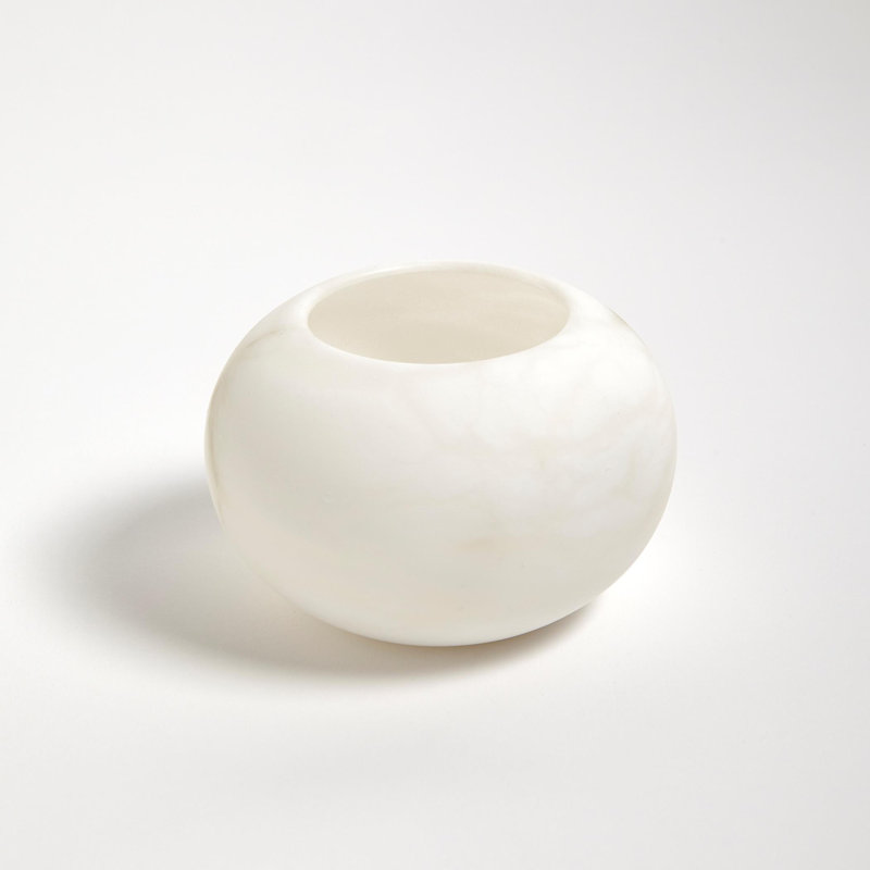 White Alabaster Round Tea Light Holder