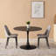 Table de salle à manger Mid-Century à piédestal, pour 4 à 6 personnes, plateau rond en panneau de fibres à densité moyenne noir profond avec base en métal