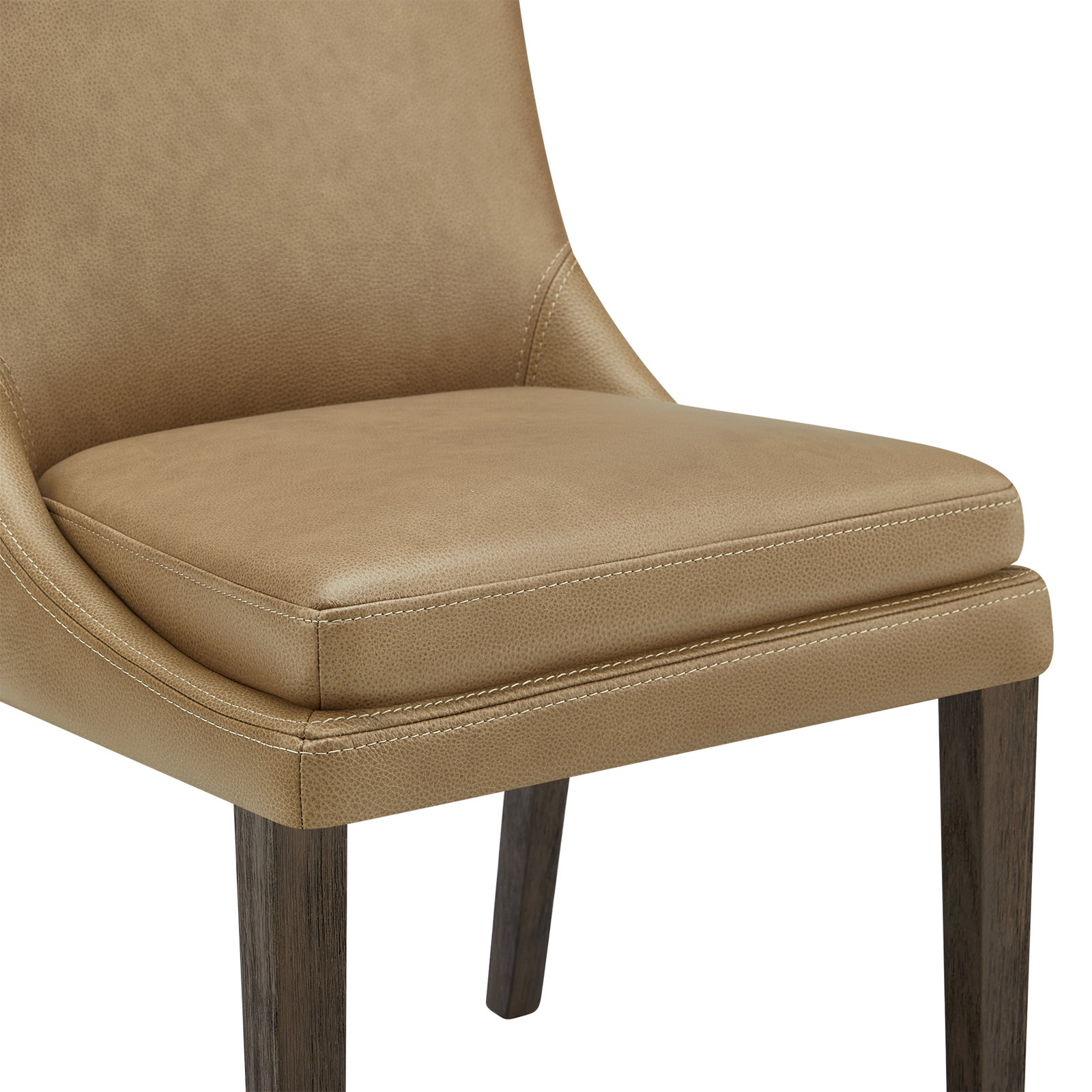 Niara Leather Upholstered Side Chair, Brown Genuine Leather