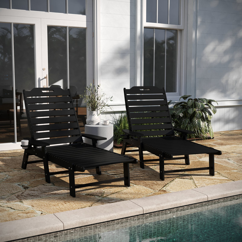 Collis Outdoor Chaise Lounge, Black