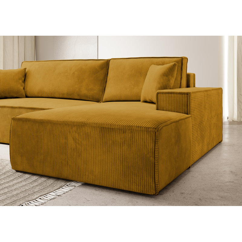 Chadman 3 Seater Sofa Bed, Right Hand Facing, Mustard
