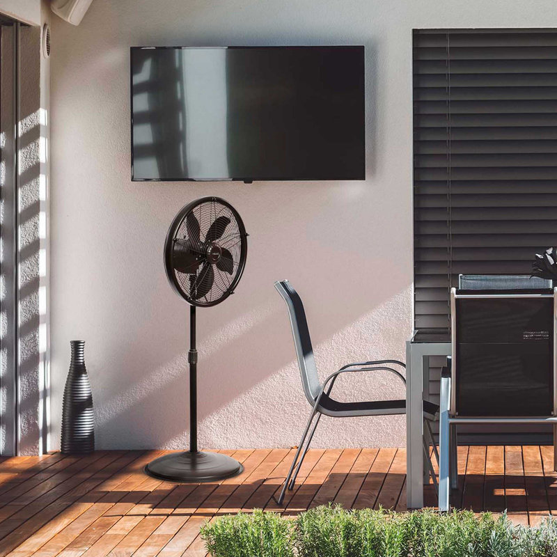Summer Breeze Essentials Outdoor Misting Fan and Pedestal Fan Combination, 600 sq. ft. With 3 Fan Speeds and Metal Design