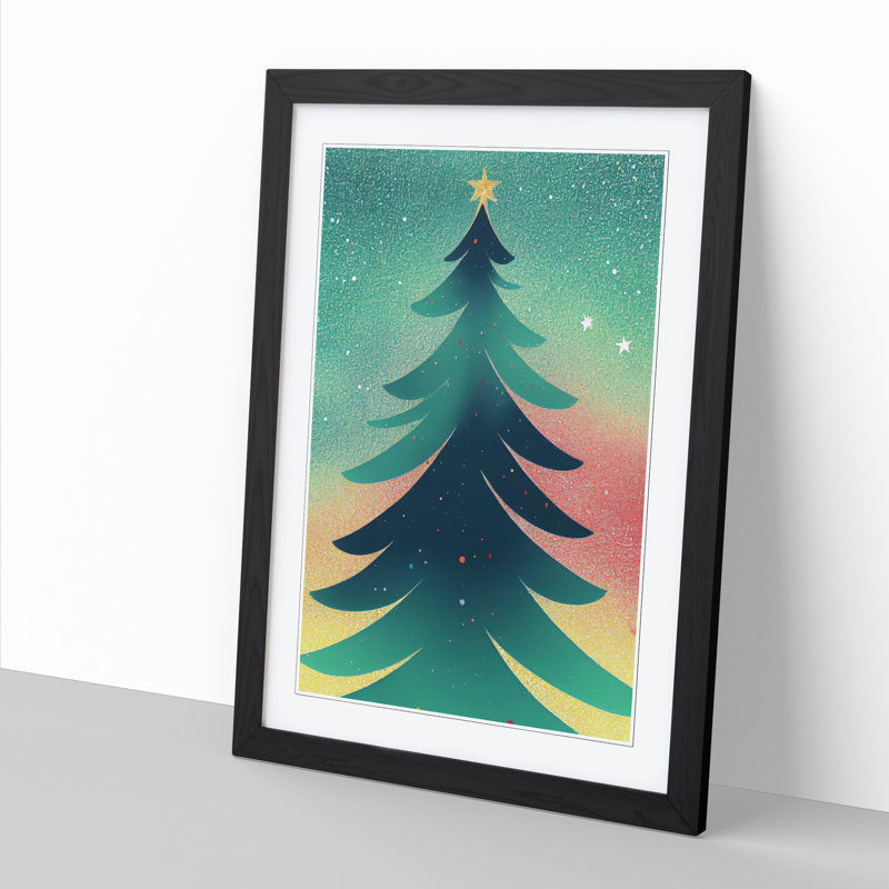 Christmas Tree Splash - Single Picture Frame Print, Black Framed, 64cm H x 46cm W x 2cm D