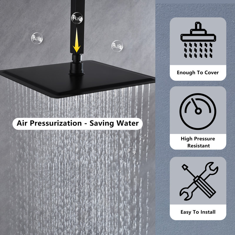 Rain Fixed Shower Head 2.5 GPM GPM, Matte Black