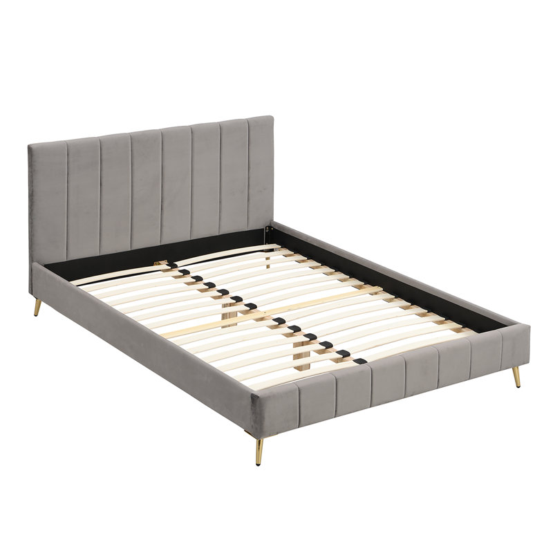 Leia Upholstered Bed, Grey, Double (4'6)