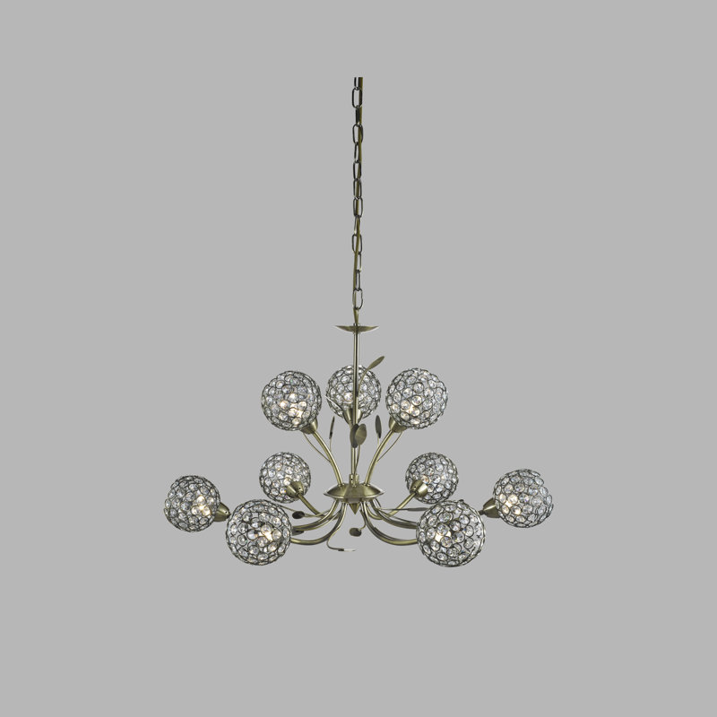 Blackmon 9 - Light Shaded Chandelier, Antique Brass