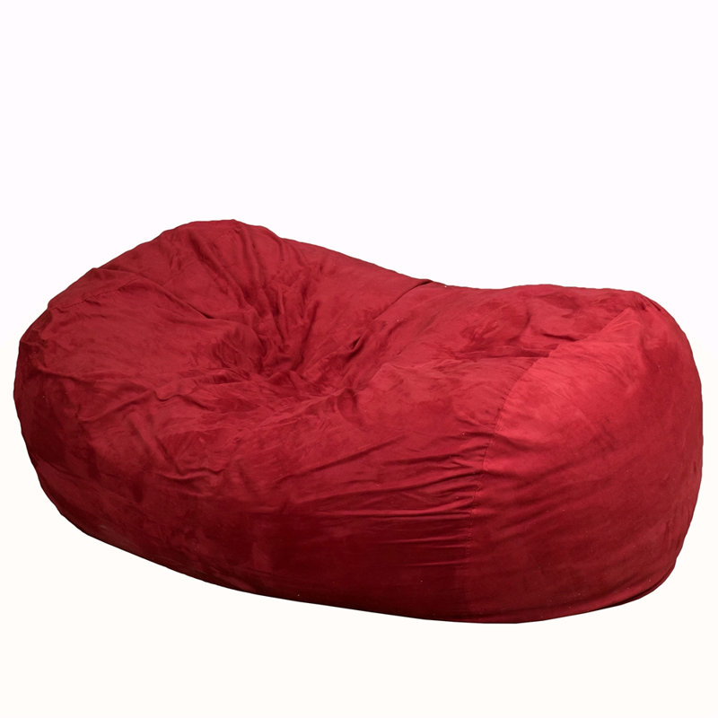 6.5 Foot Suede Cylindrical Bean Bag, Red