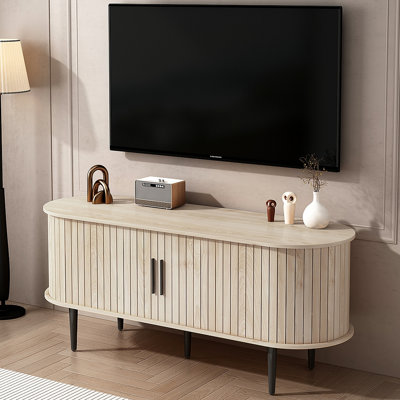 TV Stand, 47" Modern TV Console Table with Storage Compartment and Sliding Door, Gaming Entertainment Center with Cabinet