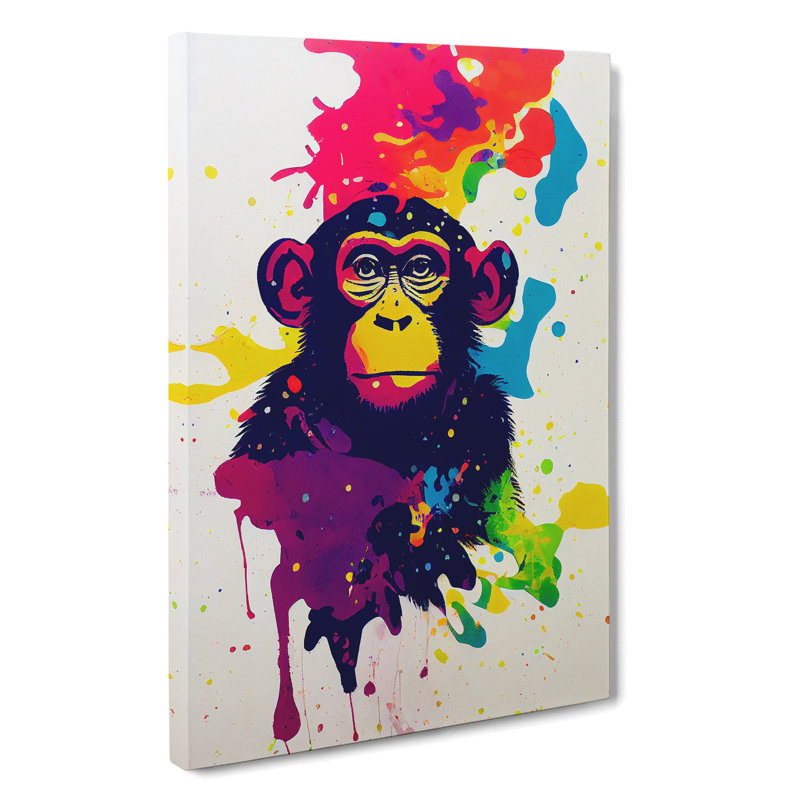 Monkey Paint Splash No.5 - Wrapped Canvas, 60cm H x 40cm W x 3cm D