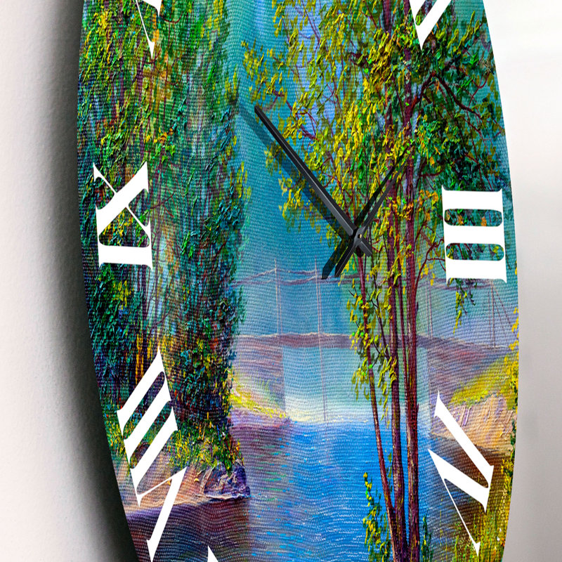 Green Trees By The Riverside - Traditional Wall Clock, 23" H x 23" W x 1" D