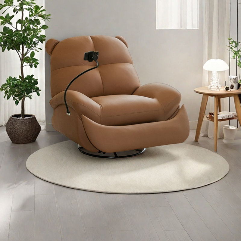 Fauteuil ergonomique rotatif en similicuir, Brun