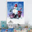 Décoration de Noël de bonhomme de neige jouant du tambour - Décoration murale traditionnelle sur toile-1890065067-1890065066