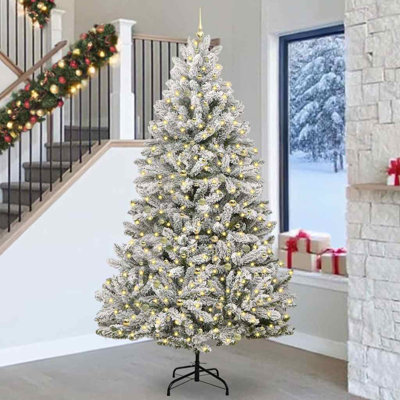 Artificial Christmas Tree Green and White PVC and Metal