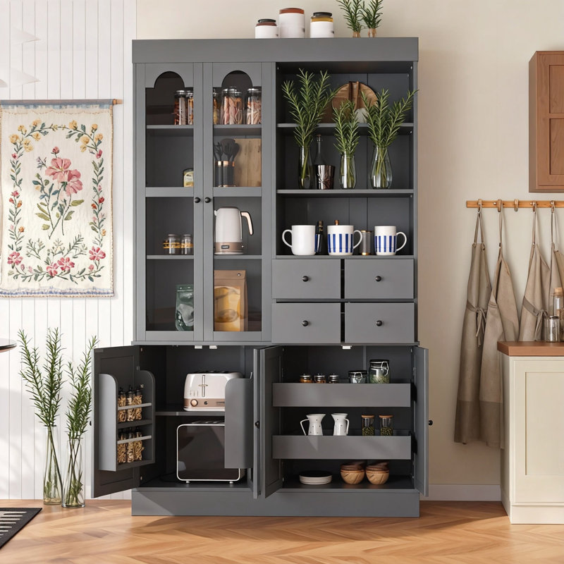 Grand garde-manger avec 4 tiroirs, Grey