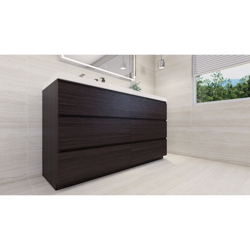 Ensemble de meuble-lavabo simple 60 po Hardy, Chêne gris foncé