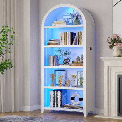 29.5" Wide - 6-Shelf Arched Storage Cabinet With Tri-Color Sensor Light by Inbox Zero