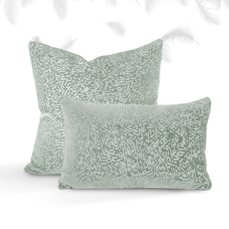Austin Horn Classics Floral Pattern Cut Velvet Pillow Feather Down Insert  Combo Bluestone, Pale Green