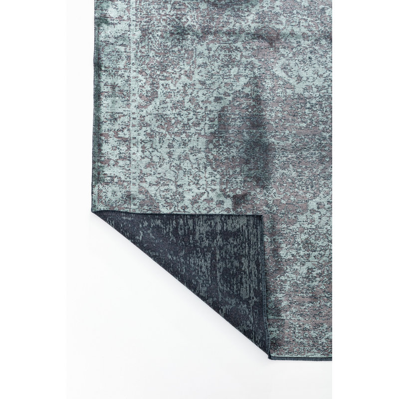 Rapture Blue/Dark Gray Damask Luxury Area Rug, Rectangle 7'10" x 9'10"