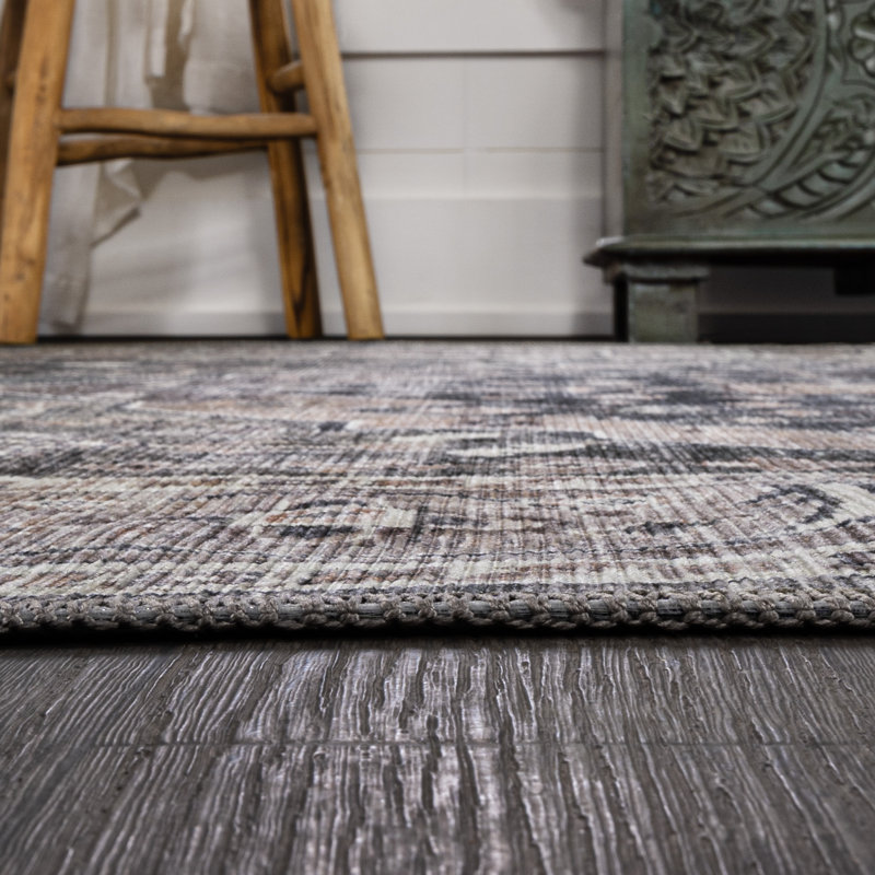 Alacati Ogee Medallion Machine-Washable Dark Green/Dark Beige Rug, Rectangle 5'3" x 7'7"
