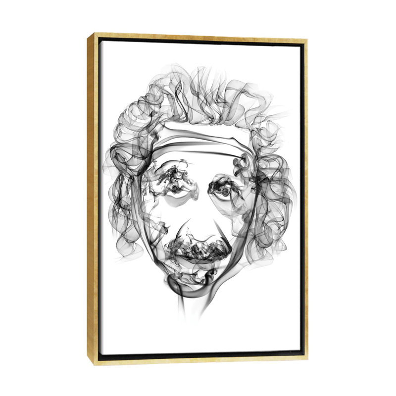 " Albert Einstein " by Octavian Mielu, Gold Frame, No Mat, 40" H x 26" W x 1.5" D