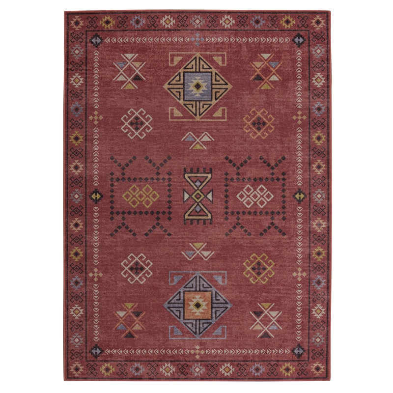 Tapis rouge / crème Maril Austell, Rectangle 3 pi x 5 pi