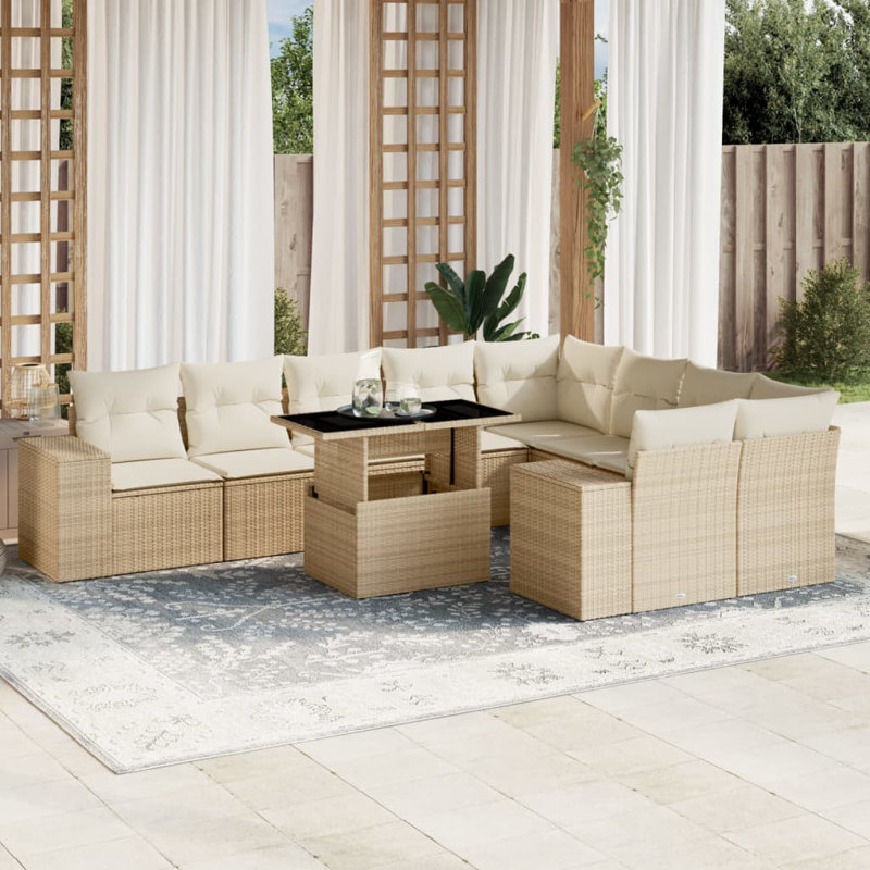 Grand canapé modulaire en rotin PE Vidaxl