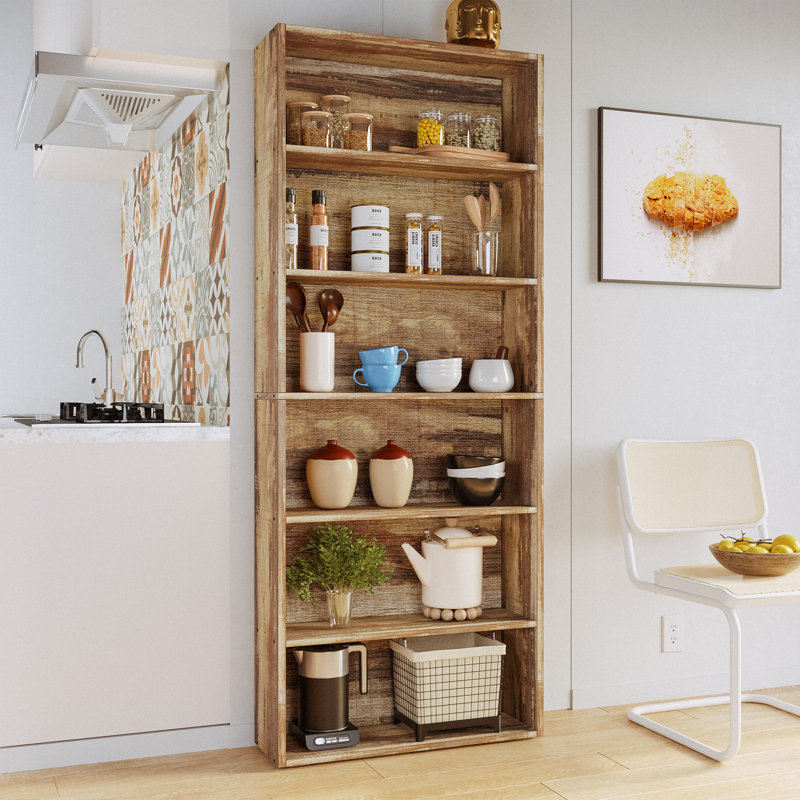 70.8" H x 23.8" W Standard Bookcase 6 Tiers Tall with Storage for Living Room, Home Office, Industrial Brown