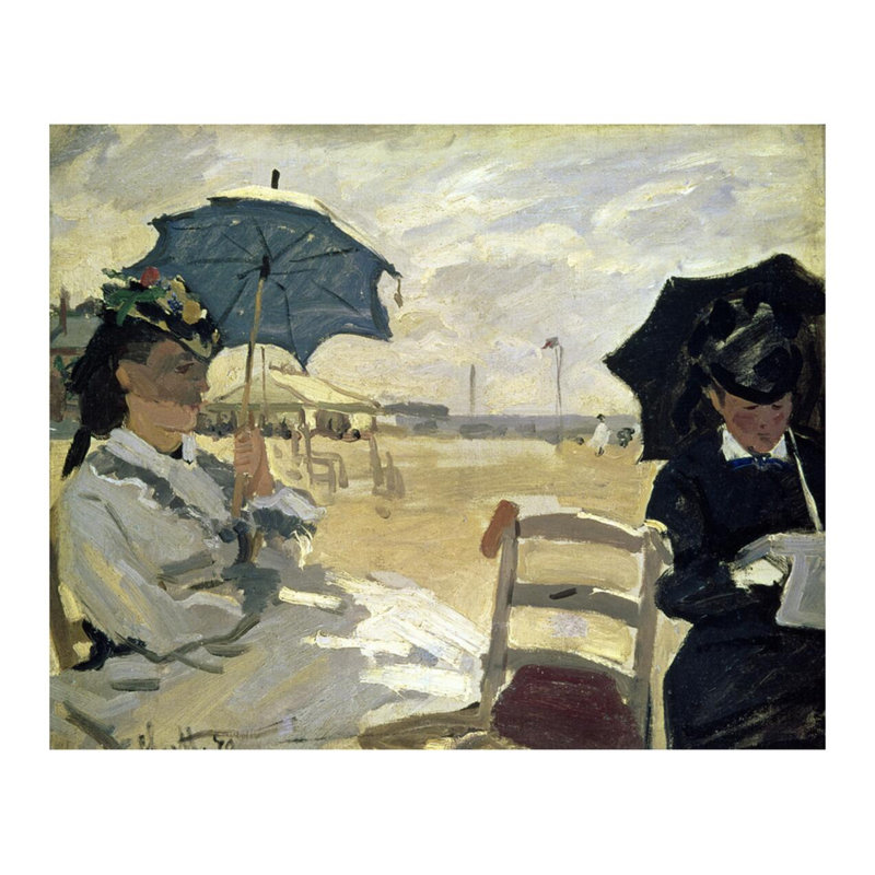 La plage à Trouville par Claude Monet - Estampe numérique, H 22 po x l 28 po