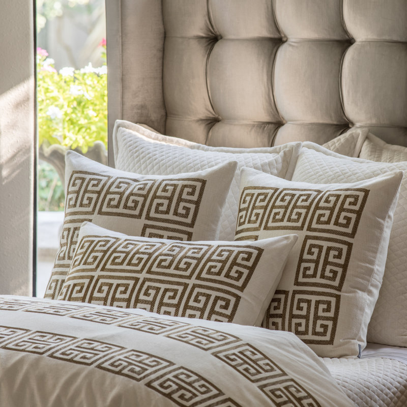 Guy Geometric Feather Throw Pillow, Gold