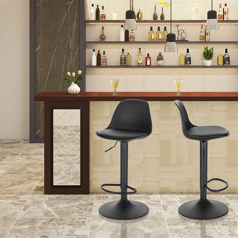Rikard Swivel Upholstered Adjustable Height Counter Stool, Black