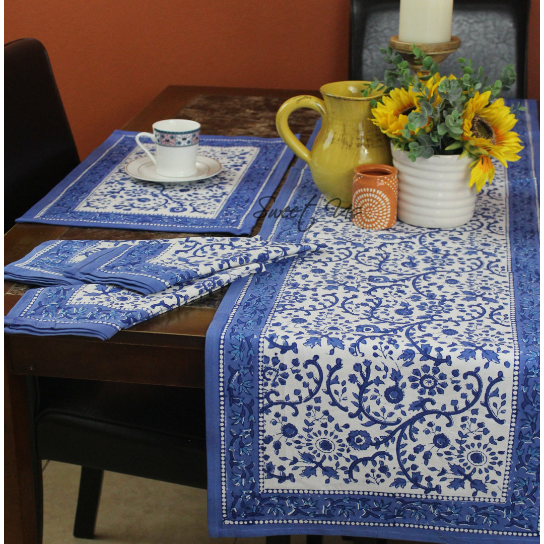 Marcey Rectangle Floral Cotton Table Runner August Grove®