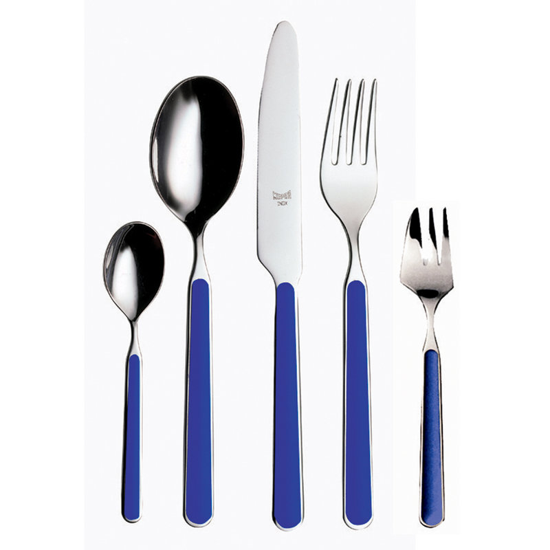 Ensemble de couverts Fantasia avec fourchettes à gâteaux - 30 pièces - Bleu électrique, Bleu électrique