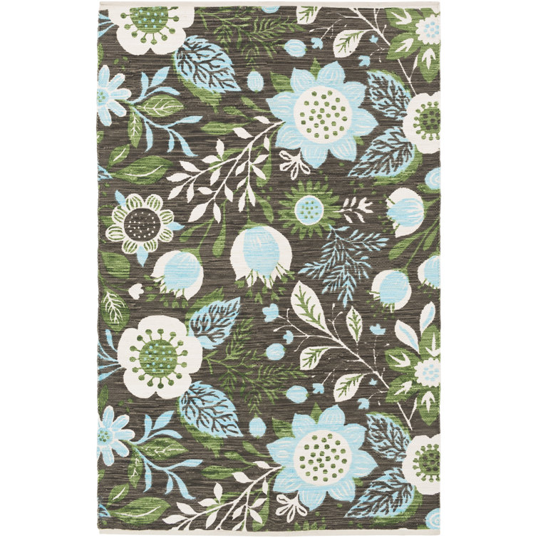 Flatweave Cotton Floral Indoor Rug
