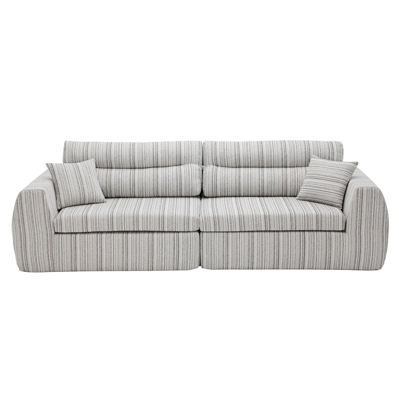 Canapé moderne rembourré avec éponge comprimé, Blanc doux / taupe