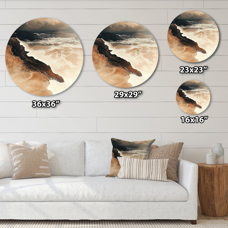 Décoration murale en métal «Calming Costal», sable et beige - Coastal Waves, L 16 po x H 16 po