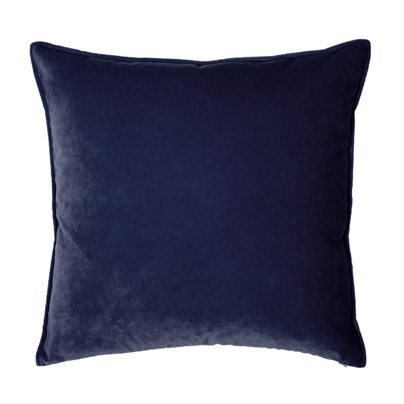 Franklin Washable Velvet Square Pillow Cover & Insert , Indigo, 22"H x 22"W
