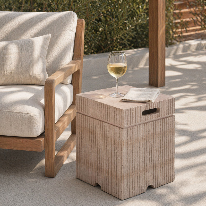 Propane Tank Cover, Natural Travertine Side Table for Outdoor Gas Fire Pit