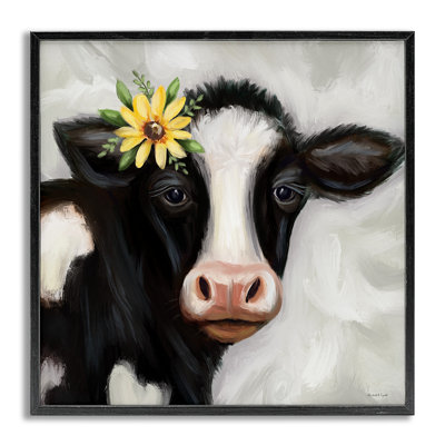 Cow with Yellow Daisy Giclee Art by Elizabeth Tyndall