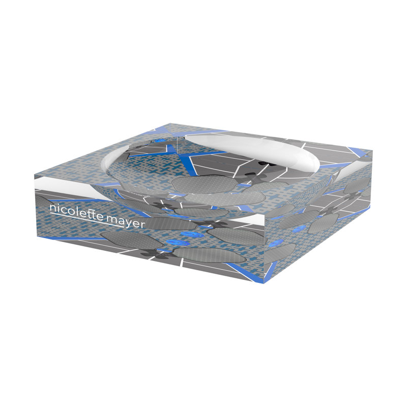 Decorative Tray, 8"W x 8"D x 2"H, Silver Blue