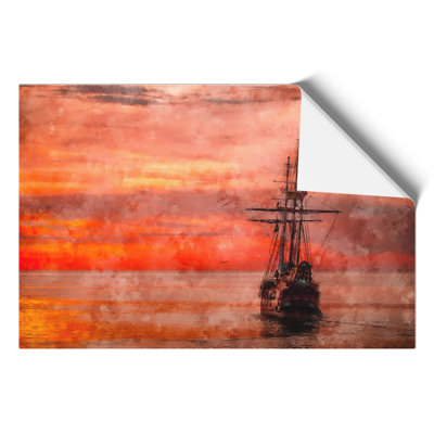 Ship at Sunset - Unframed Graphic Art