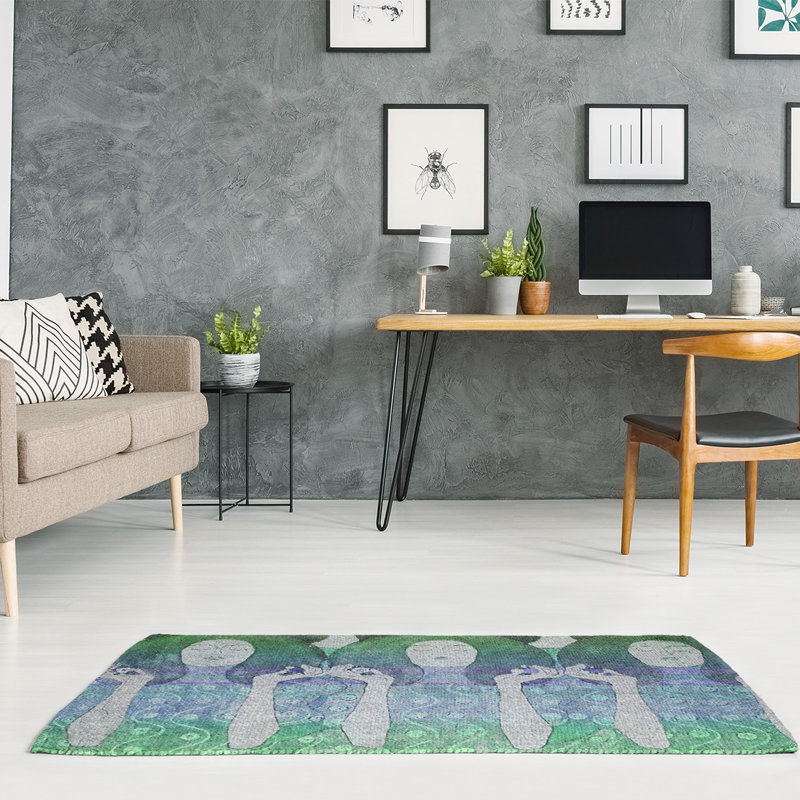 Tapis de l’aire mauve/vert anges de mariée, Rectangle 3 pi x 5 pi