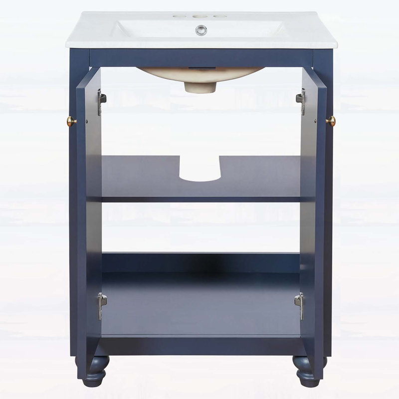 Modern Bathroom Vanity with Sink,Soft-Close Hinges,Ball-Turned Legs, Blue