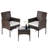 3 Piece Outdoor Wicker Conversation Set, Rattan Patio Bistro Set with Cushions & Glass Table-1477574576