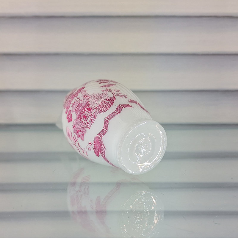 Ginger Jar Blue Glass Ornament, White/Pink