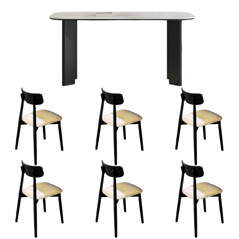 Table et chaise de salle à manger crème à vent silencieux, H 29,5 po x L 62,9 po x l 31,4 po