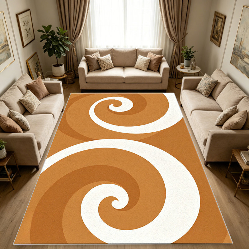 Terracotta Solid Swirl carpet-easy to clean, machine-washable, soft and comfortable; suitable for door mats, kitchens, living rooms, bedrooms, corridors, and laundry areas. Easy to clean, durable carpet for home decoration.