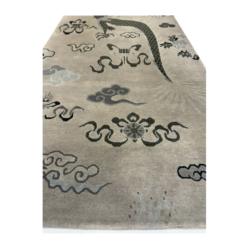 Fine Hand knotted Tibetan Dragon design runner 3'x 18'