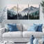 Foggy Mountain Forest, reproduction d'art sur toile tendue sur toile (ensemble de 3)-1001670188