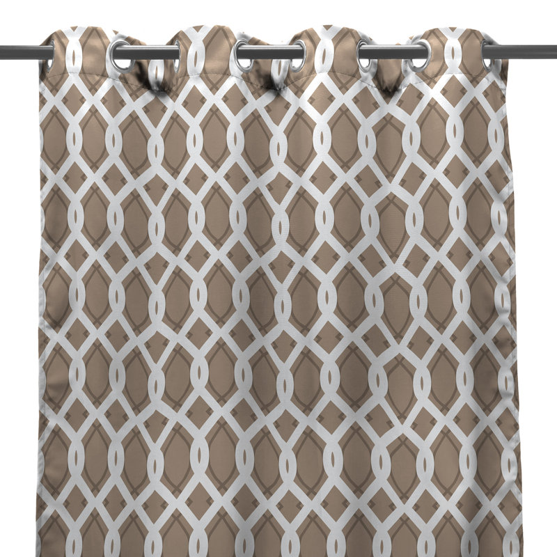 Solid 54" x 84" Grommet Semi-Sheer Outdoor Curtain Panel, Geometric Linen, 54" W x 84" L