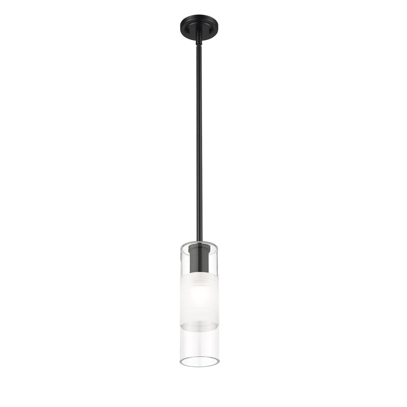 Luminaire suspendu cylindrique à 1 lumière Premislao, Noir mat
